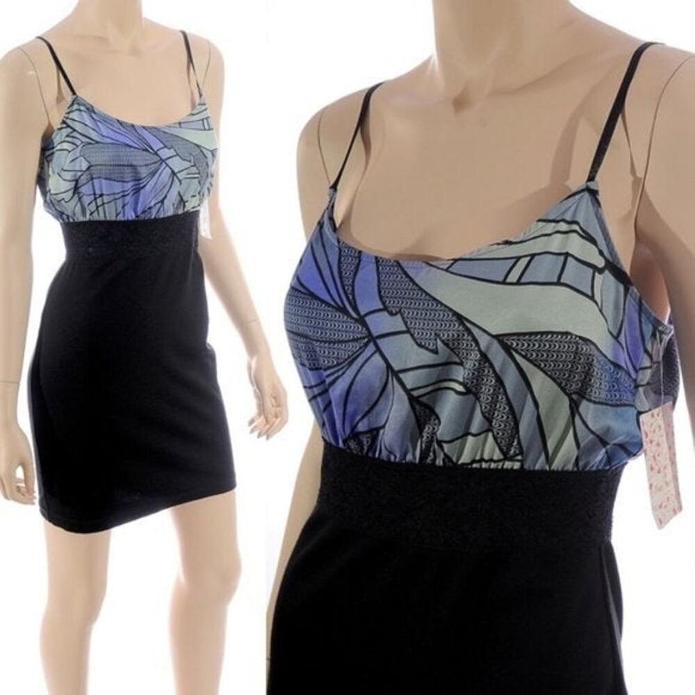 Free People Abstract Spaghetti Strap Mini Dress XS Vintage - Picture 1 of 8